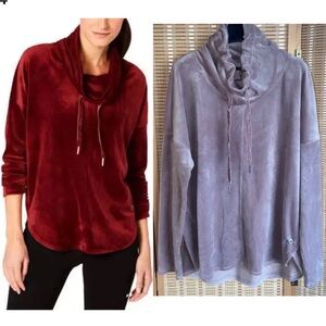 Calvin Klein plush lavender pull over tunic sweatshirt wide turtleneck velvet L